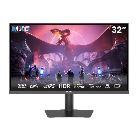 MXG G32IQ-18 32inch QHD 2K 180Hz, 1ms Response time, HDR – G-Sync and FreeSync supported With HDMI 2.0, IPS Gaming Monitor with Hydraulic Stand